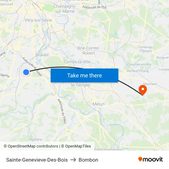 Sainte-Genevieve-Des-Bois to Bombon map
