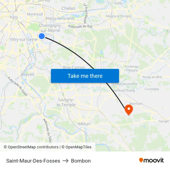 Saint-Maur-Des-Fosses to Bombon map