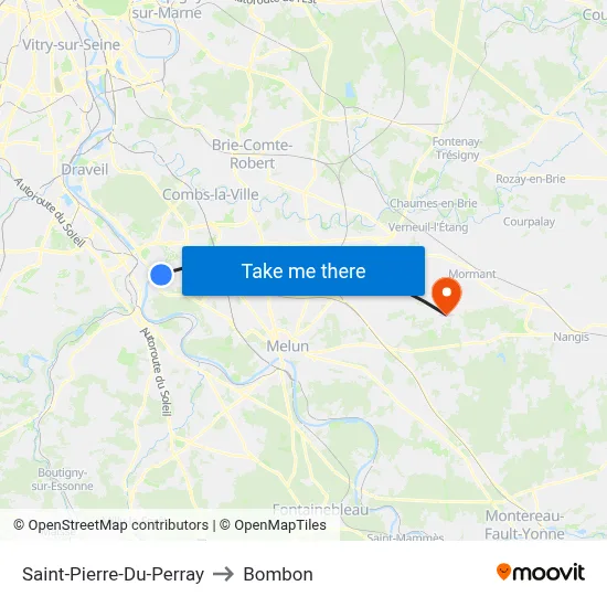 Saint-Pierre-Du-Perray to Bombon map
