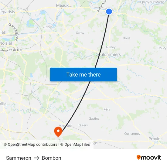 Sammeron to Bombon map