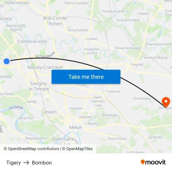 Tigery to Bombon map