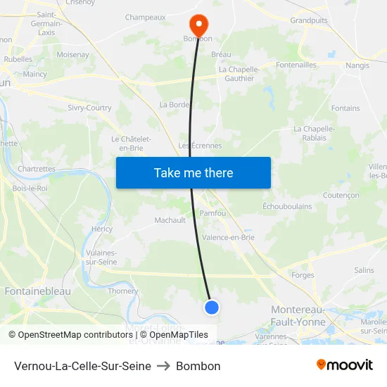 Vernou-La-Celle-Sur-Seine to Bombon map