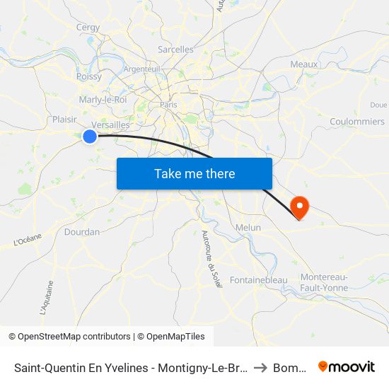 Saint-Quentin En Yvelines - Montigny-Le-Bretonneux to Bombon map