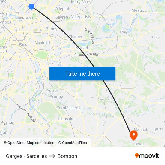 Garges - Sarcelles to Bombon map
