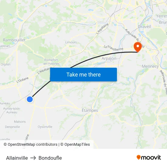 Allainville to Bondoufle map