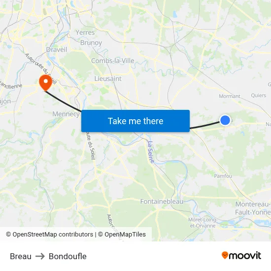 Breau to Bondoufle map