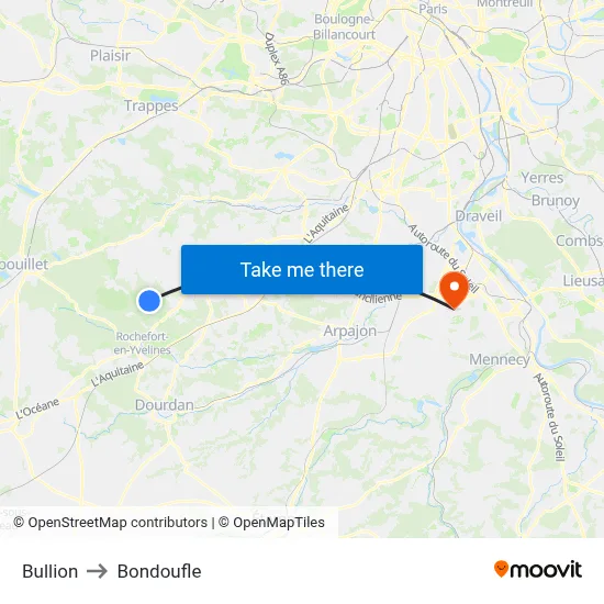 Bullion to Bondoufle map