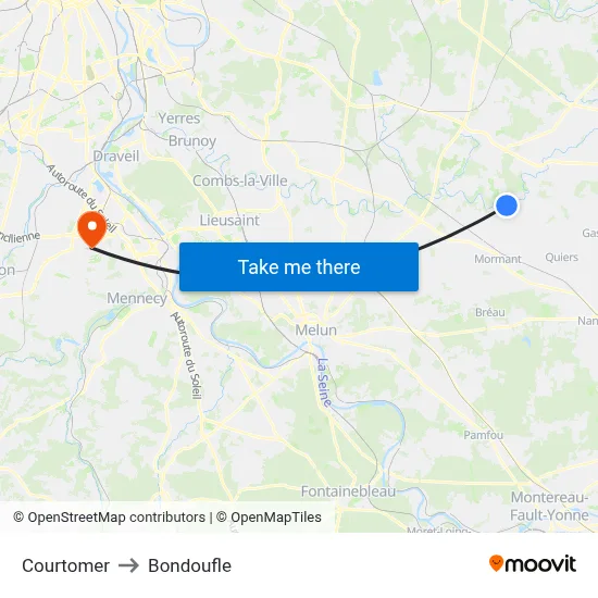 Courtomer to Bondoufle map