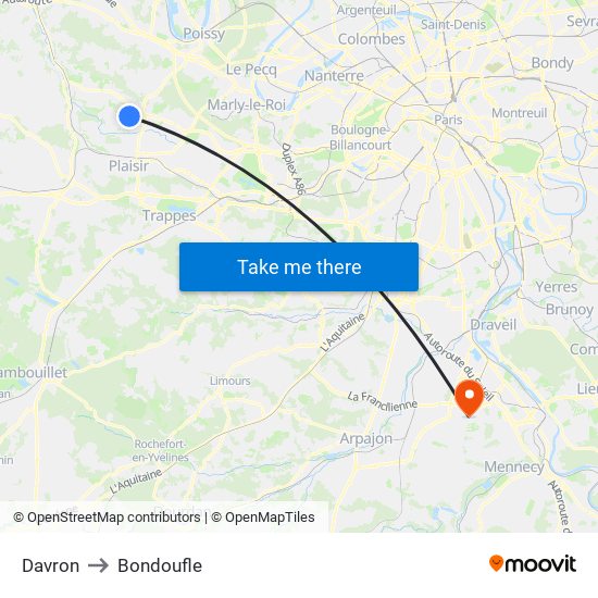 Davron to Bondoufle map