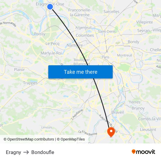 Eragny to Bondoufle map