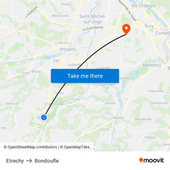 Etrechy to Bondoufle map