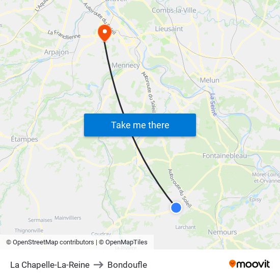 La Chapelle-La-Reine to Bondoufle map