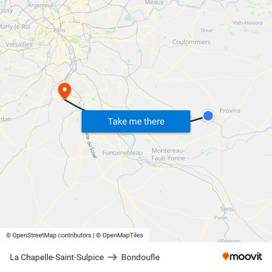 La Chapelle-Saint-Sulpice to Bondoufle map