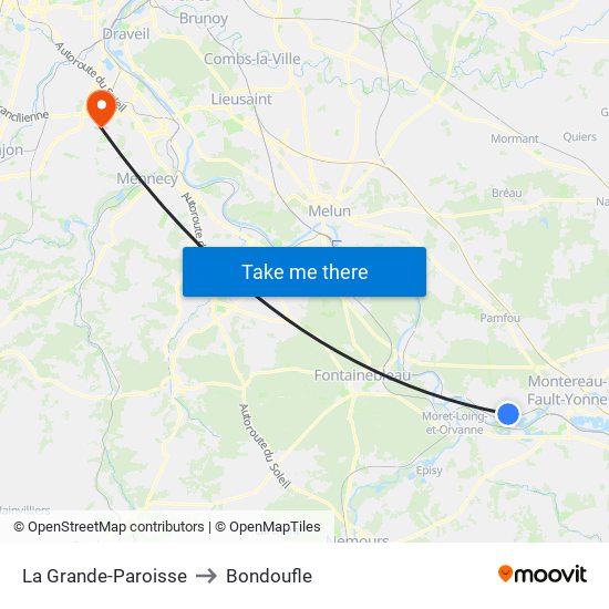 La Grande-Paroisse to Bondoufle map