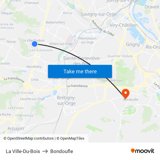 La Ville-Du-Bois to Bondoufle map
