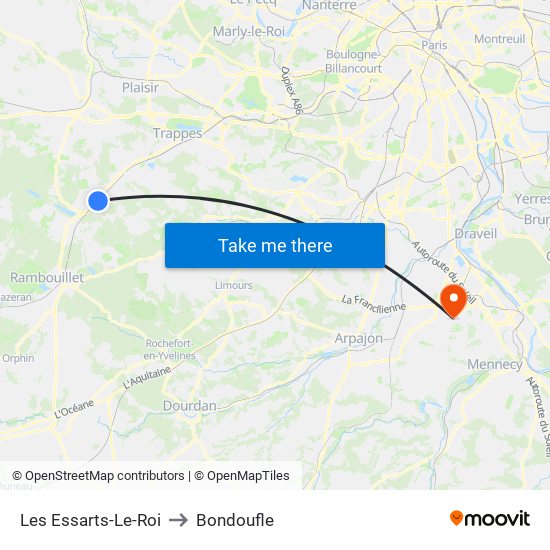 Les Essarts-Le-Roi to Bondoufle map
