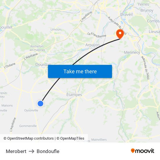 Merobert to Bondoufle map