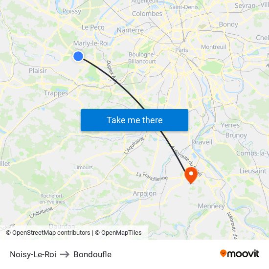 Noisy-Le-Roi to Bondoufle map