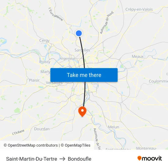 Saint-Martin-Du-Tertre to Bondoufle map