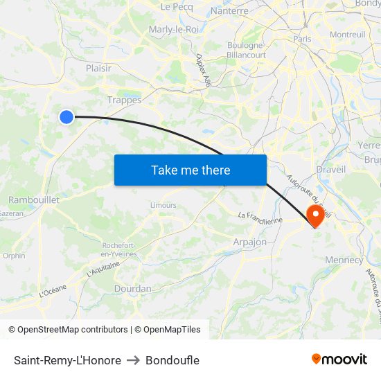 Saint-Remy-L'Honore to Bondoufle map