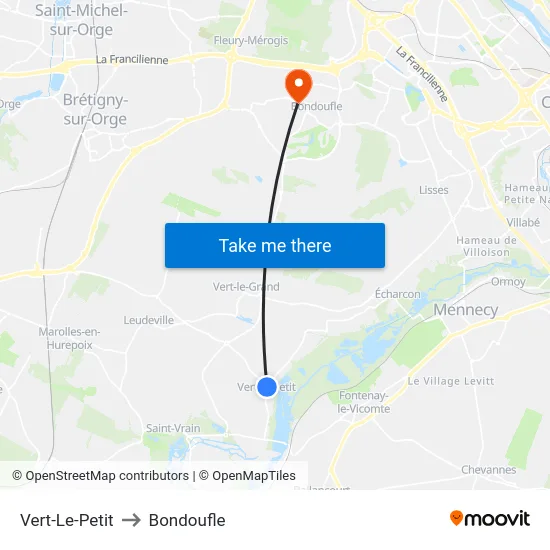 Vert-Le-Petit to Bondoufle map