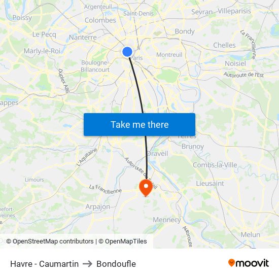 Havre - Caumartin to Bondoufle map