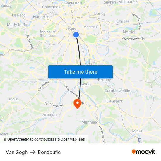 Van Gogh to Bondoufle map