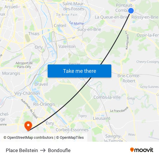 Place Beilstein to Bondoufle map