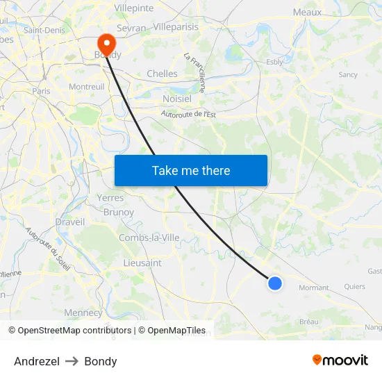 Andrezel to Bondy map