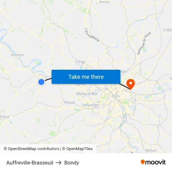 Auffreville-Brasseuil to Bondy map