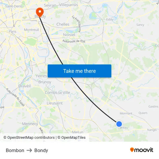 Bombon to Bondy map