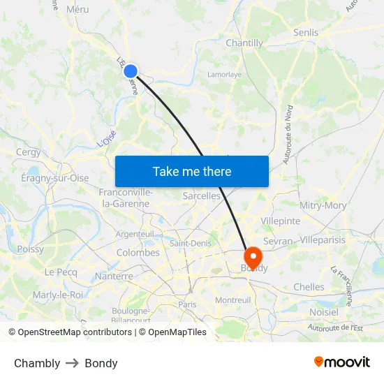 Chambly to Bondy map