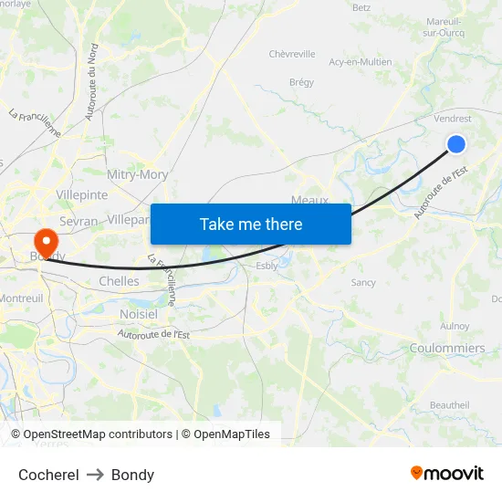 Cocherel to Bondy map