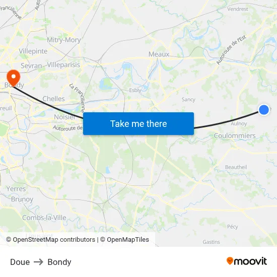 Doue to Bondy map