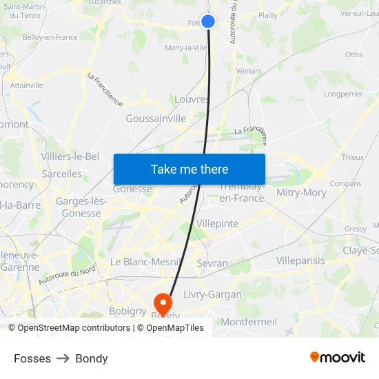 Fosses to Bondy map