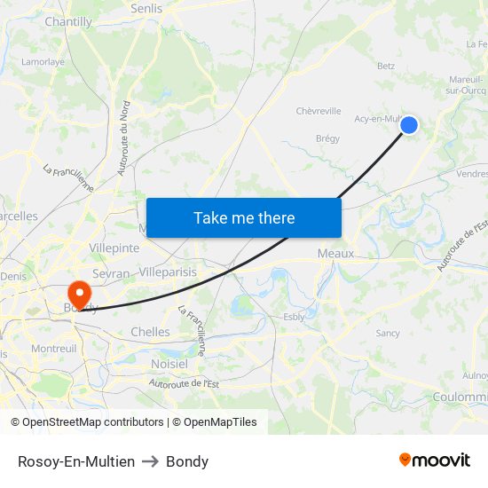 Rosoy-En-Multien to Bondy map