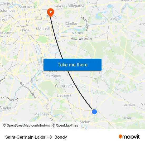 Saint-Germain-Laxis to Bondy map