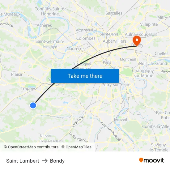 Saint-Lambert to Bondy map