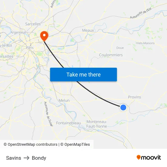 Savins to Bondy map