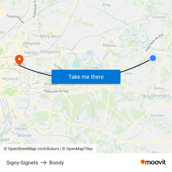 Signy-Signets to Bondy map