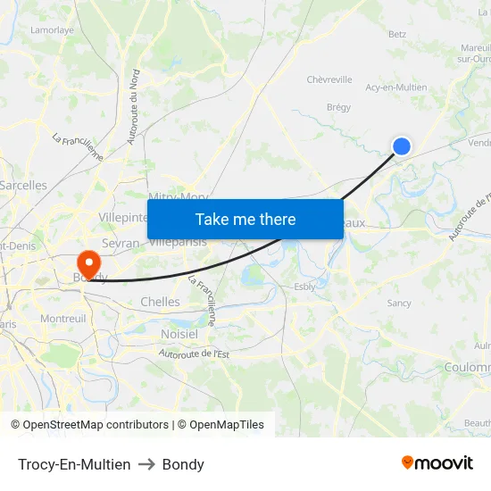 Trocy-En-Multien to Bondy map
