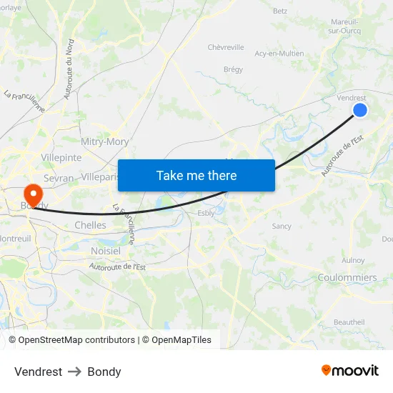 Vendrest to Bondy map