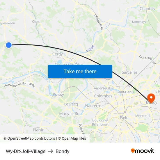 Wy-Dit-Joli-Village to Bondy map