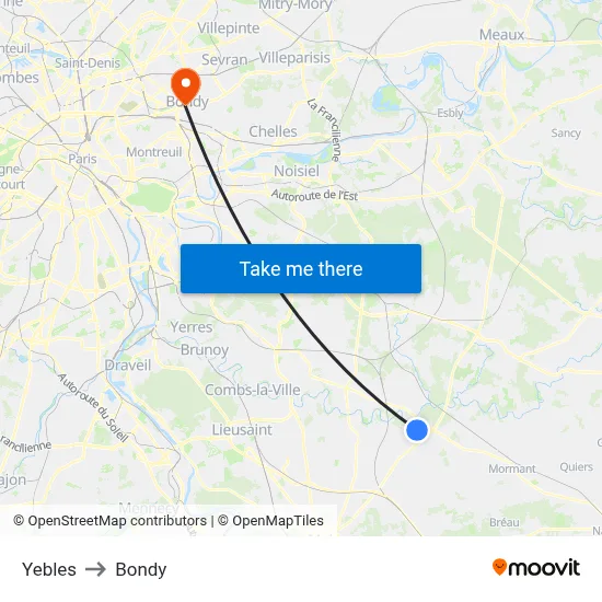 Yebles to Bondy map