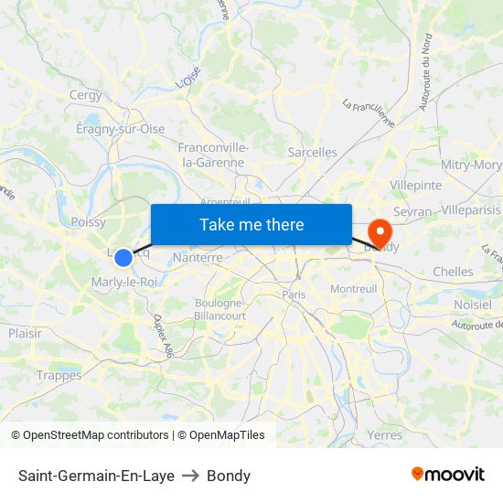 Saint-Germain-En-Laye to Bondy map
