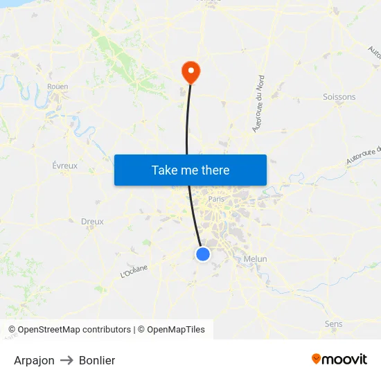 Arpajon to Bonlier map