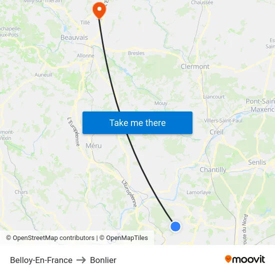 Belloy-En-France to Bonlier map