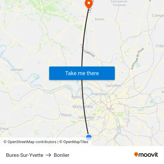 Bures-Sur-Yvette to Bonlier map