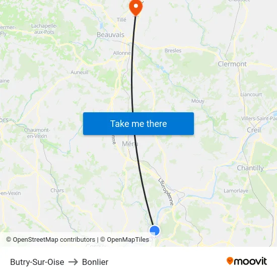 Butry-Sur-Oise to Bonlier map