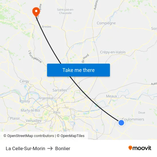 La Celle-Sur-Morin to Bonlier map